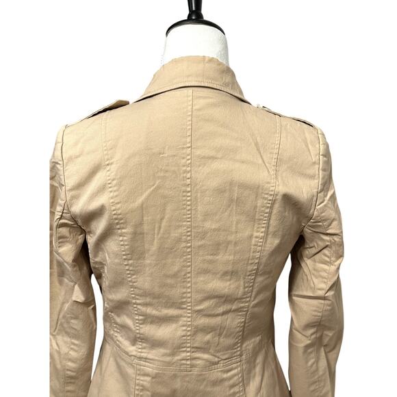 Apostrophe Classic Jacket Flap Pockets Epaulettes Button Front Stretch Beige W 2 - Picture 5 of 9